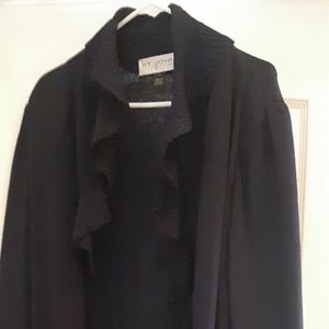 St John Knit Deep Blue Long Jacket with Ruffles